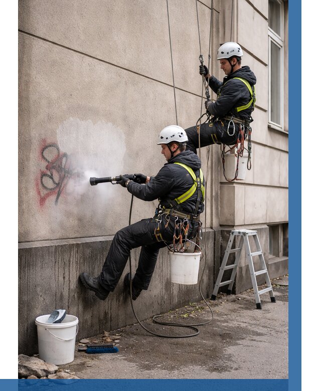 Удаление граффити с фасада в Рубцовске от 4551 р. | ВЫСОТНИК-Рбц