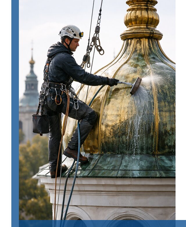 Профессиональная мойка куполов и шпилей высотными альпинистами в Рубцовске