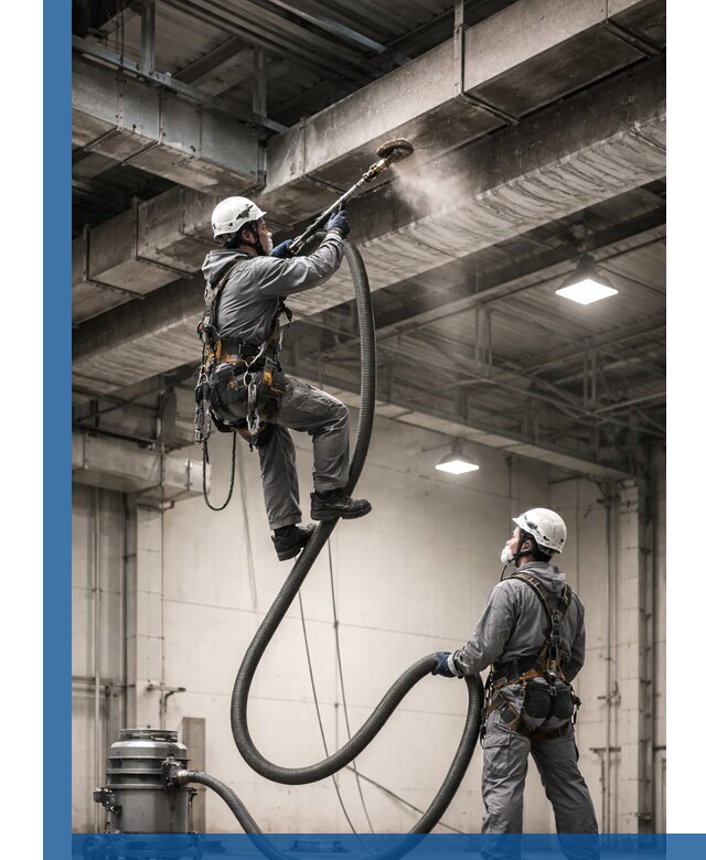 Обеспыливание потолочных конструкций в Рубцовске промышленным альпинизмом