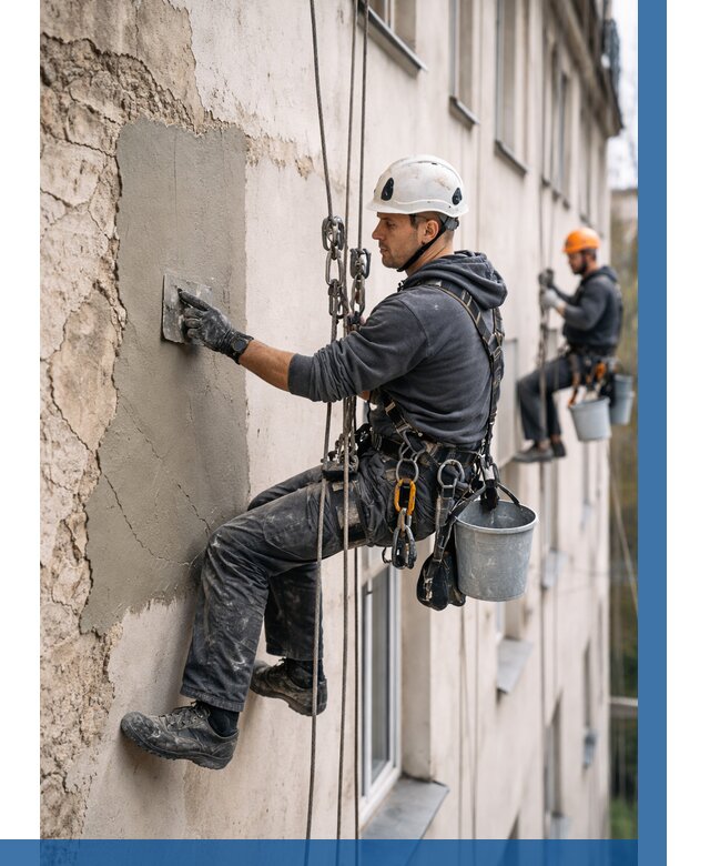 Восстановление штукатурки фасада в Рубцовске от 1214 р. | ВЫСОТНИК-Рбц