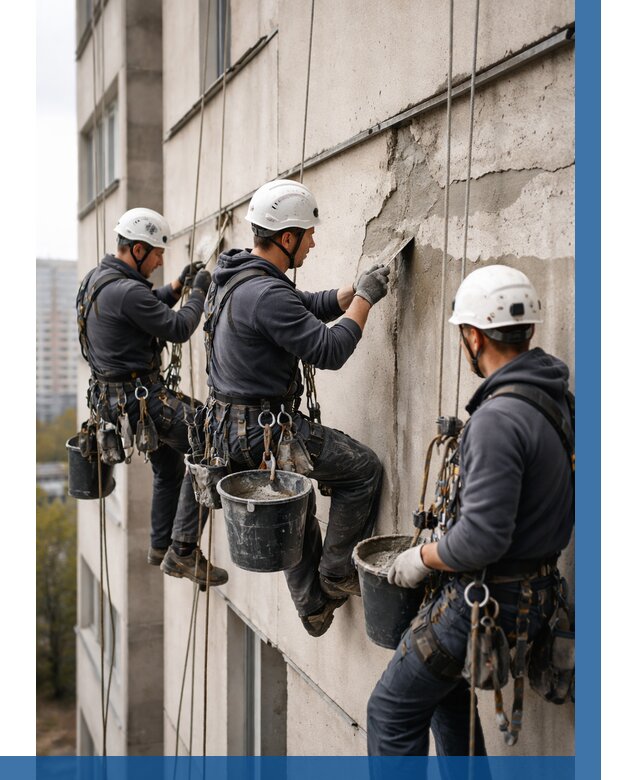 Ремонт бетонных элементов фасада в Рубцовске от 2528 р. | ВЫСОТНИК-Рбц