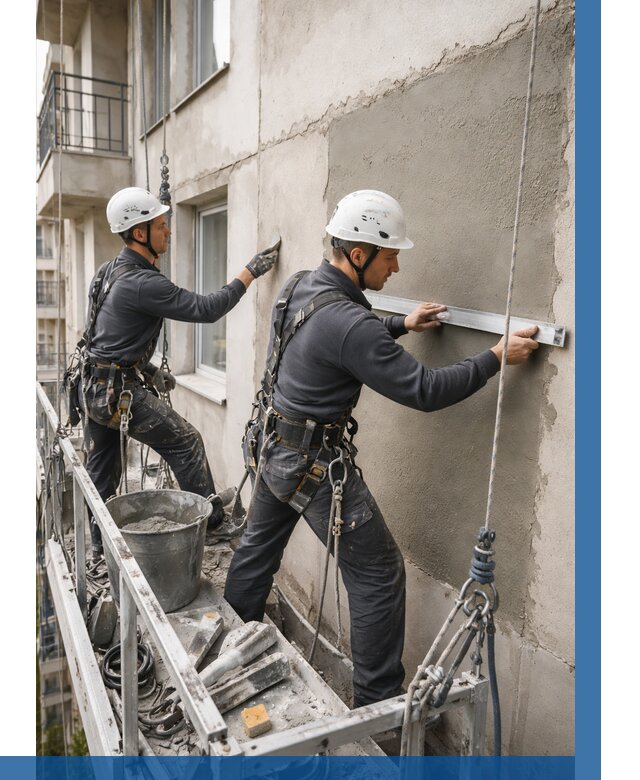 Штукатурка фасада на высоте в Рубцовске от 910 р. | ВЫСОТНИК-Рбц