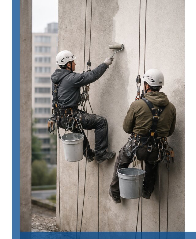 Покраска фасадов высотными альпинистами в Рубцовске с гарантией