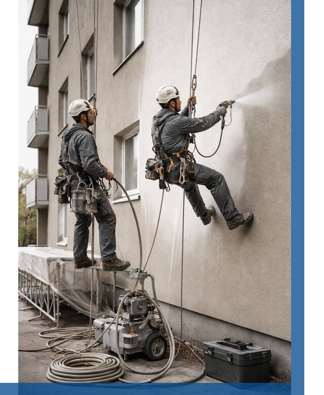 Безвоздушная покраска фасада в Рубцовске от 222 р/м² | ВЫСОТНИК-Рбц