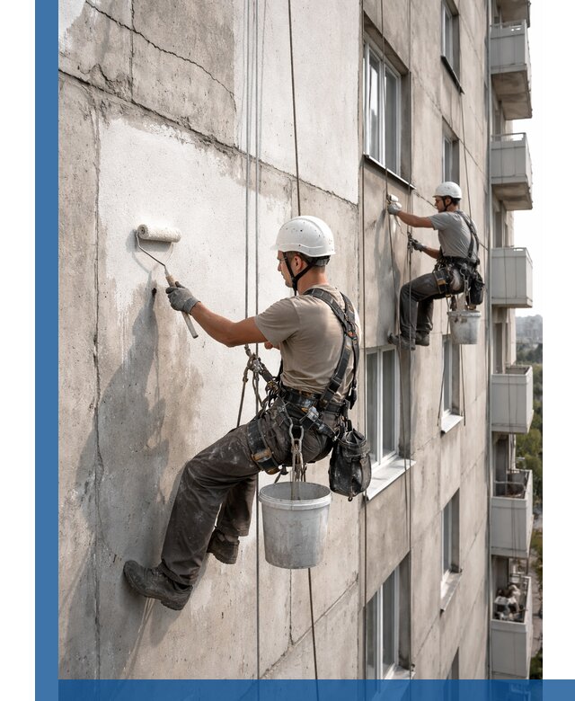 Покраска бетонного фасада в Рубцовске для жилых и промышленных объектов