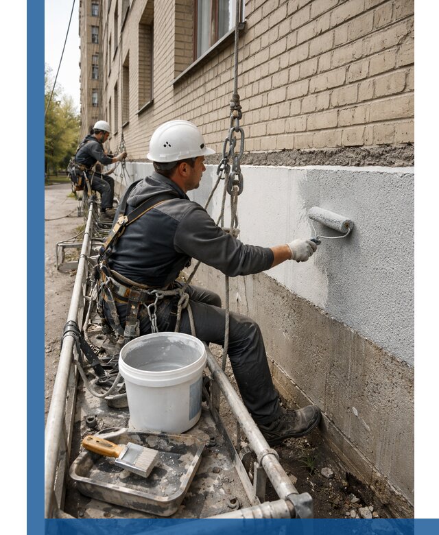 Окраска цоколя здания в Рубцовске профессионально и надежно