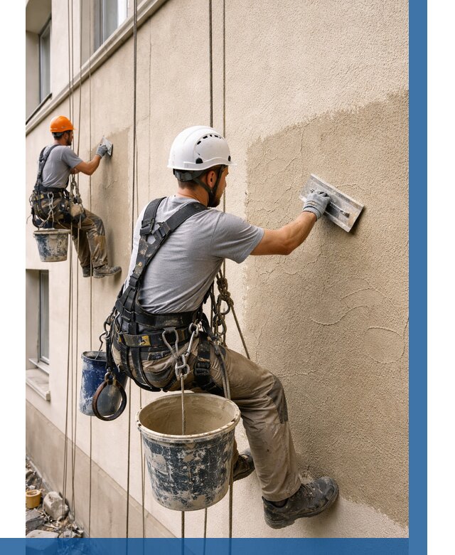 Декоративная штукатурка фасада в Рубцовске от 1214 р. | ВЫСОТНИК-Рбц