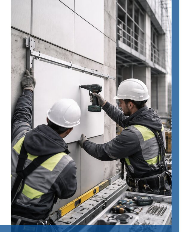 Монтаж композитных панелей фасада в Рубцовске от 2528 р. | ВЫСОТНИК-Рбц