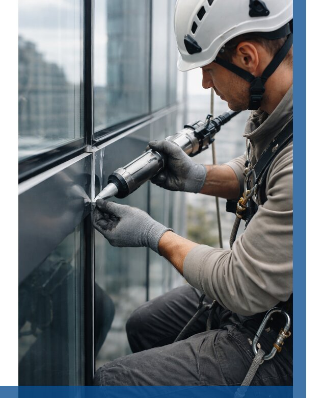 Герметизация стыков витража в Рубцовске от 1214 р. | ВЫСОТНИК-Рбц