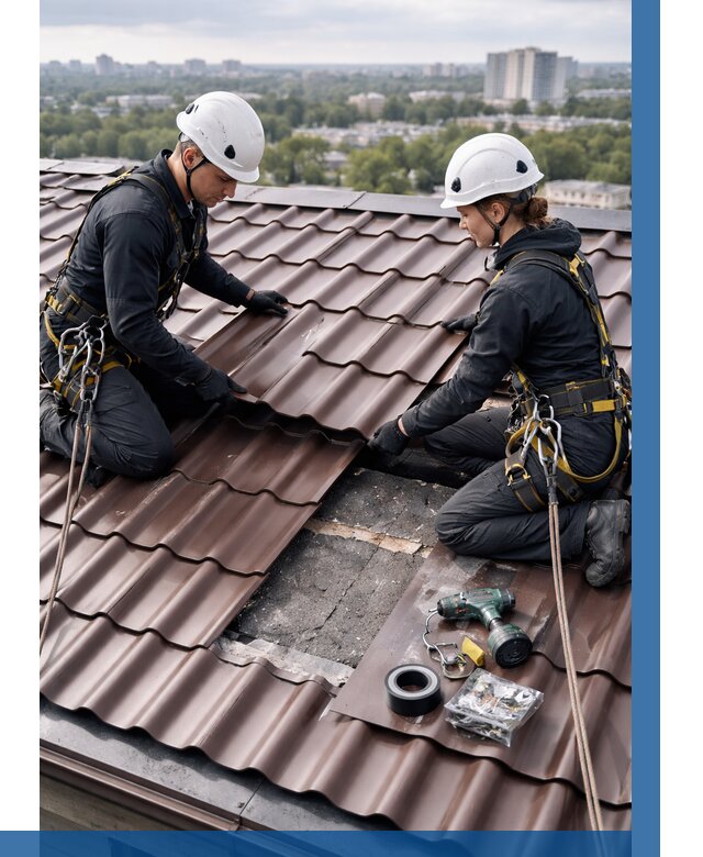 Ремонт металлочерепицы на крыше в Рубцовске от 910 р. | ВЫСОТНИК-Рбц