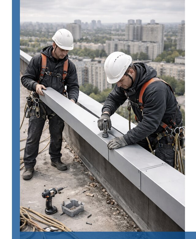 Монтаж парапетных крышек и ограждений кровли в Рубцовске