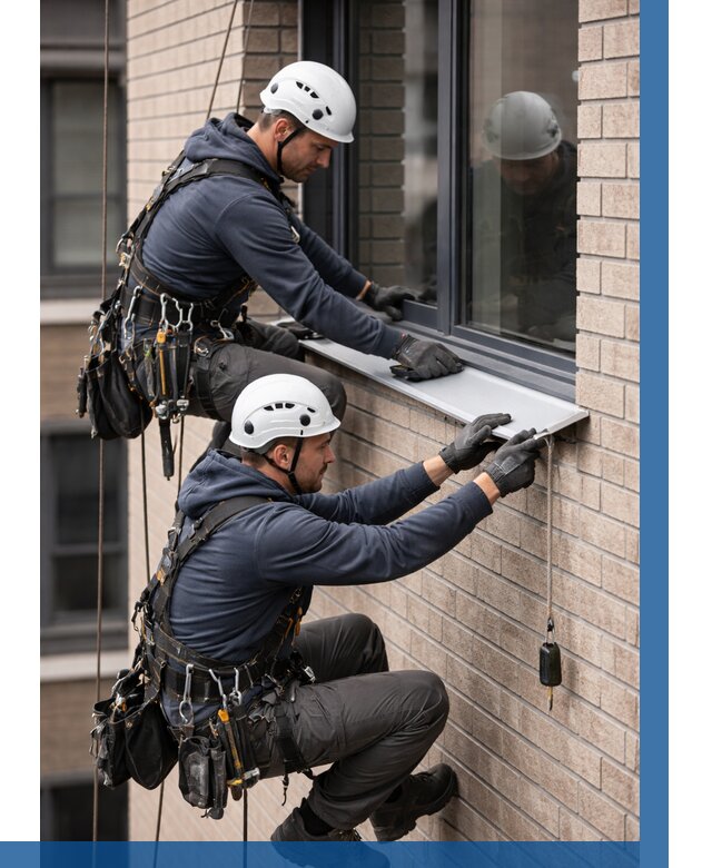 Монтаж оконных отливов под ключ в Рубцовске от 3540 р. | ВЫСОТНИК-Рбц