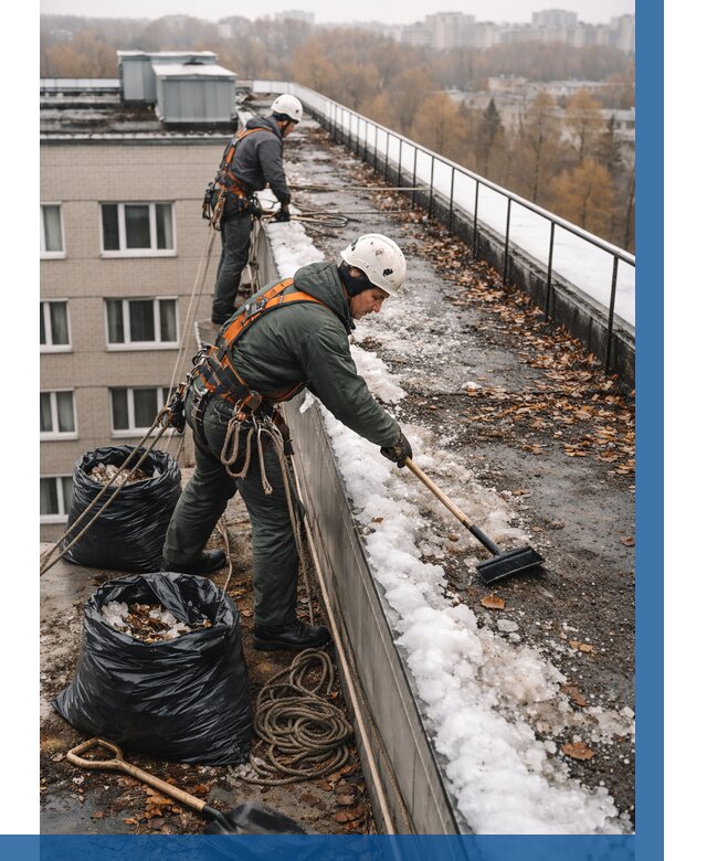 Очистка кровли по периметру в Рубцовске от 556 р. | ВЫСОТНИК-Рбц