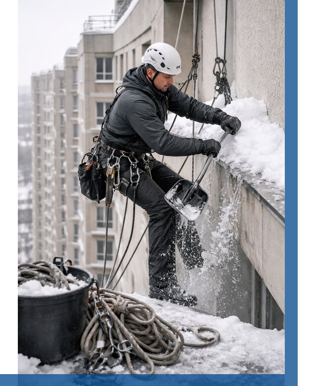 Очистка карнизов от снега в Рубцовске от 303 р. | ВЫСОТНИК-Рбц