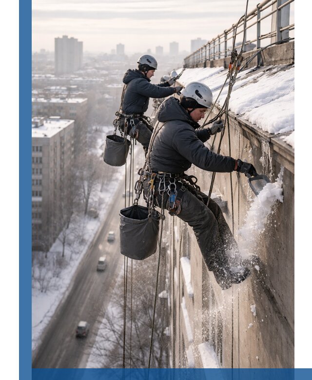 Очистка карнизов от снега в Рубцовске профессионально и безопасно