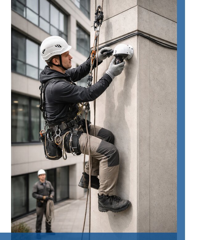 Монтаж камер видеонаблюдения на фасаде в Рубцовске от 8596 р.-ВЫСОТНИК-Рбц