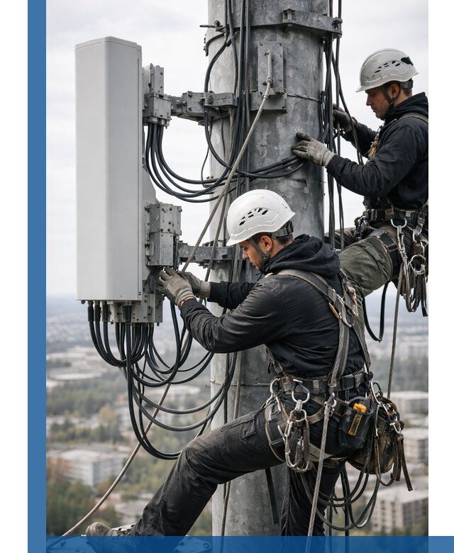 Монтаж оборудования связи на мачте в Рубцовске с пусконаладкой