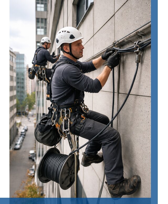 Прокладка кабеля по фасаду в Рубцовске от 354 р. | ВЫСОТНИК-Рбц