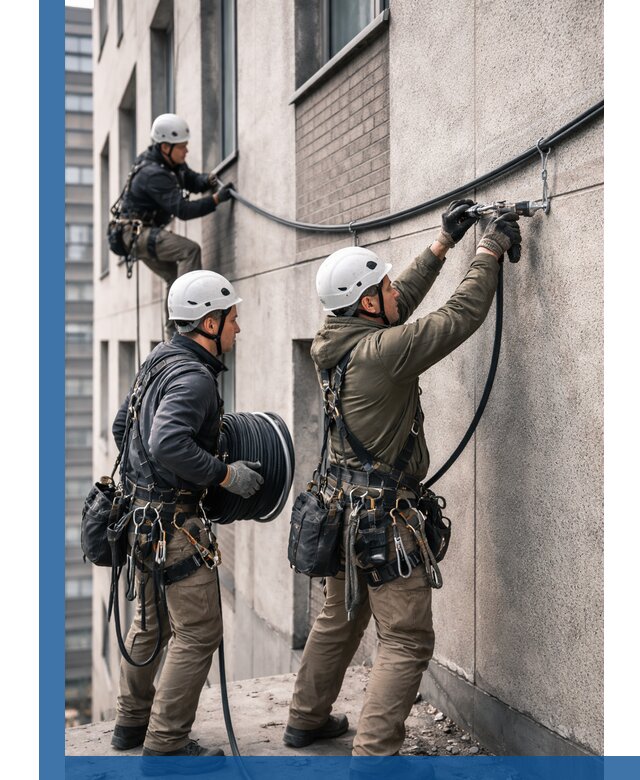 Прокладка кабеля по фасаду в Рубцовске, профессиональный монтаж