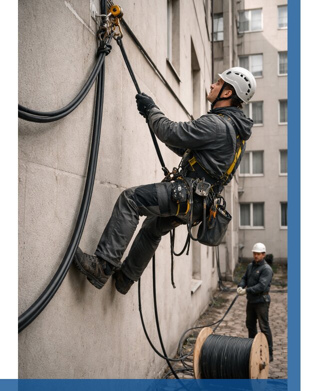 Протяжка кабеля питания на высоте в Рубцовске от 455 р. | ВЫСОТНИК-Рбц