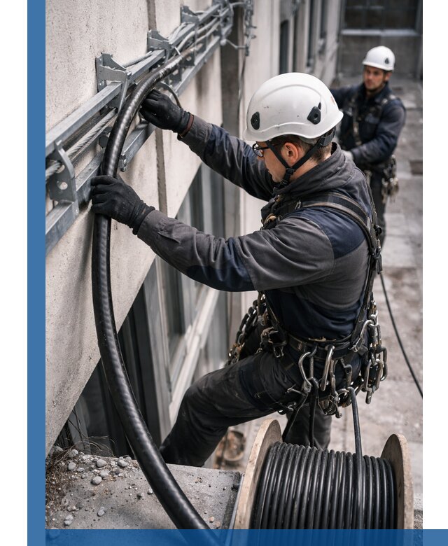 Протяжка кабеля питания на высоте в Рубцовске с гарантией безопасности и качества