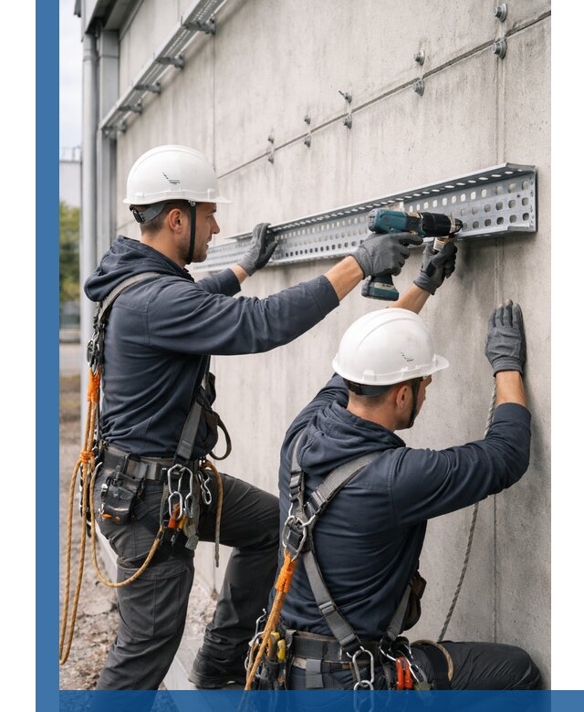 Монтаж кабельных лотков на фасаде зданий в Рубцовске с гарантией