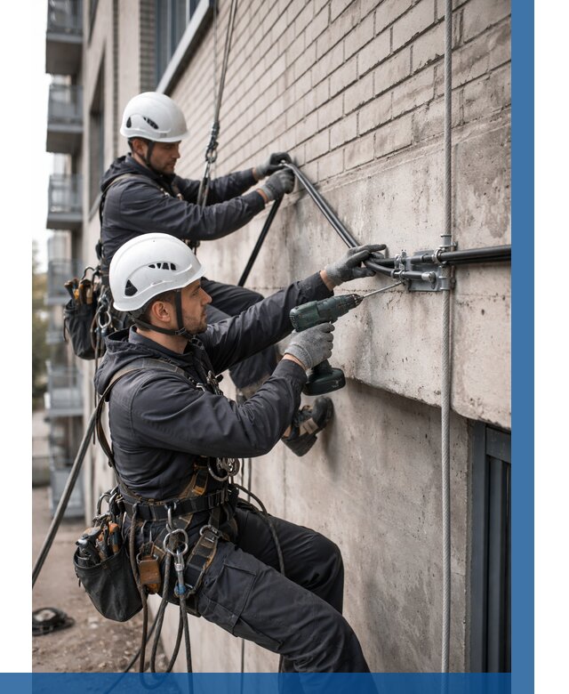 Крепление кабеля на фасаде в Рубцовске от 354 р. | ВЫСОТНИК-Рбц