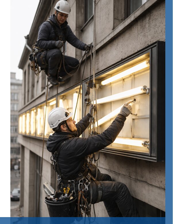 Замена ламп в вывеске в Рубцовске под ключ от 3540 р. | ВЫСОТНИК-Рбц