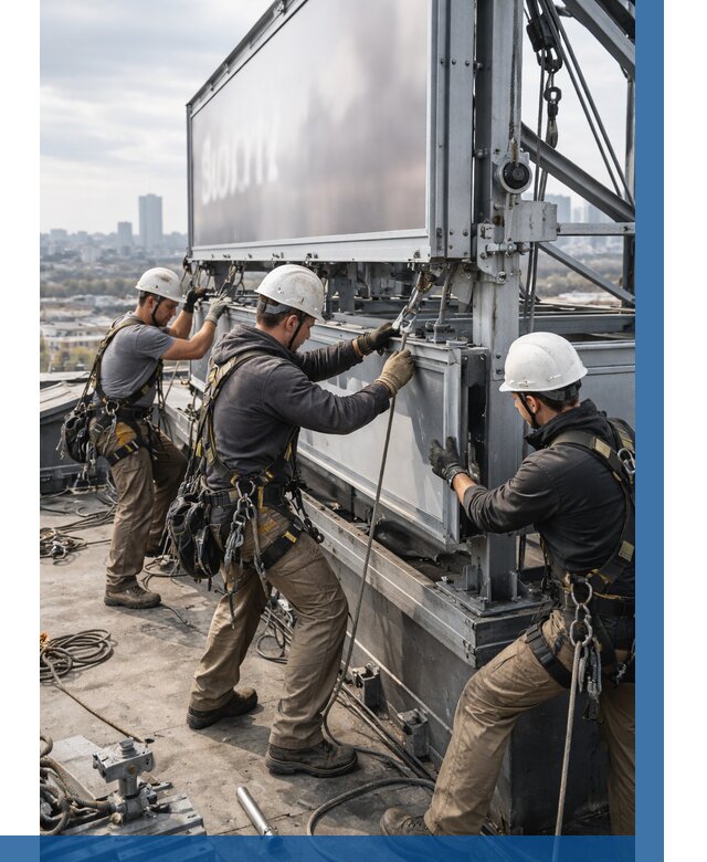 Монтаж крышной рекламной конструкции в Рубцовске от 60678 р.|ВЫСОТНИК-Рбц