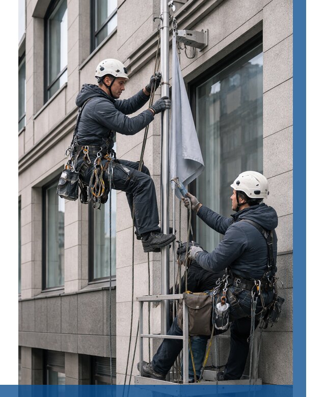 Установка флагов на фасаде в Рубцовске от 4551 р. | ВЫСОТНИК-Рбц