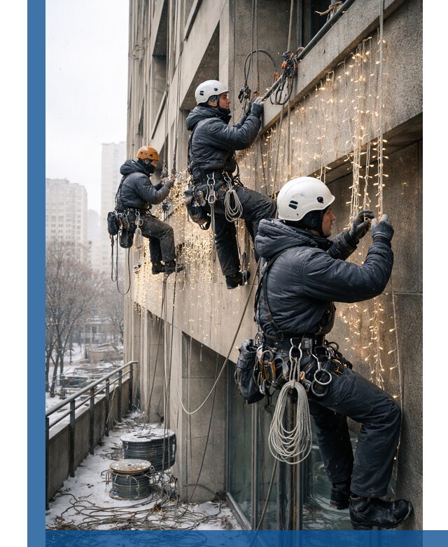 Монтаж новогодней иллюминации и украшение фасадов в Рубцовске