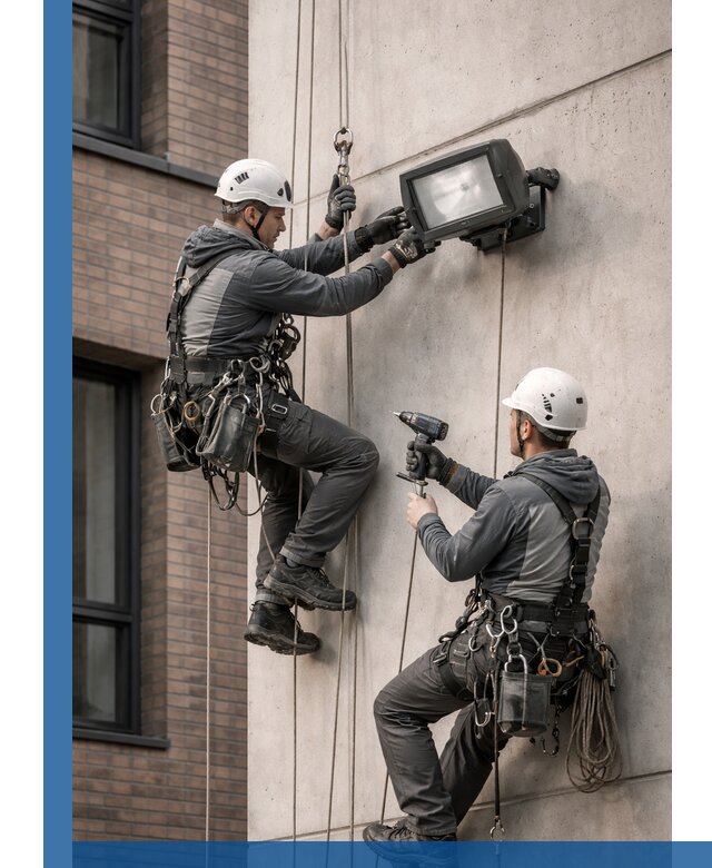 Профессиональный монтаж фасадных прожекторов в Рубцовске под ключ