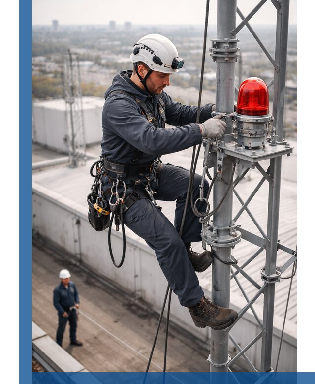Монтаж заградительных огней и обслуживание объектов в Рубцовске