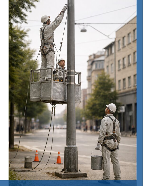 Покраска опор освещения в Рубцовске от 5057 р. | ВЫСОТНИК-Рбц