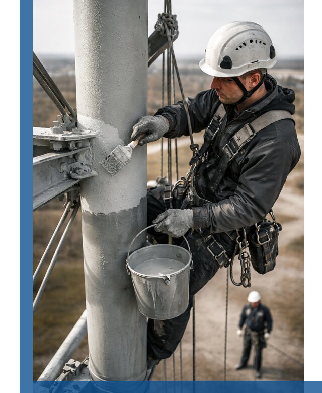 Покраска мачт связи в Рубцовске промышленными альпинистами