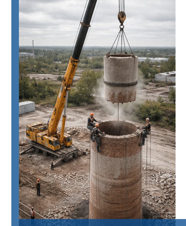 Демонтаж дымовой трубы в Рубцовске с гарантиями безопасности