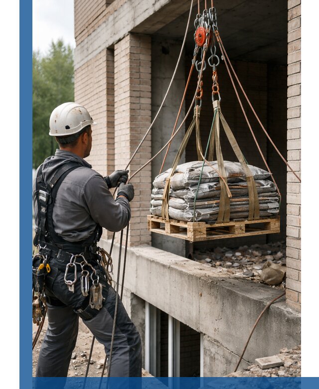 Подъем материалов на этаж веревками в Рубцовске оперативно