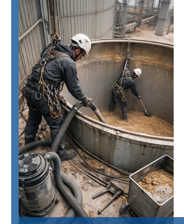 Профессиональная чистка зерновых бункеров в Рубцовске с выездом