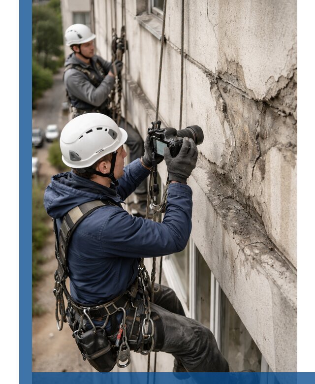 Фотофиксация дефектов фасада с высотной съемкой в Рубцовске