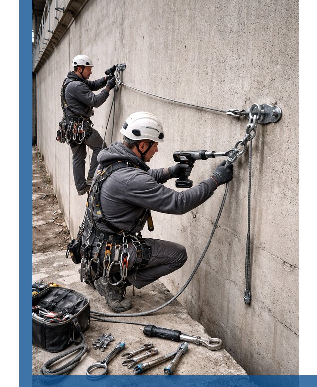 Монтаж анкерных линий высотной безопасности в Рубцовске