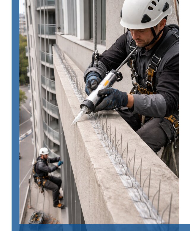 Установка шипов от птиц на фасадах и кровлях в Рубцовске